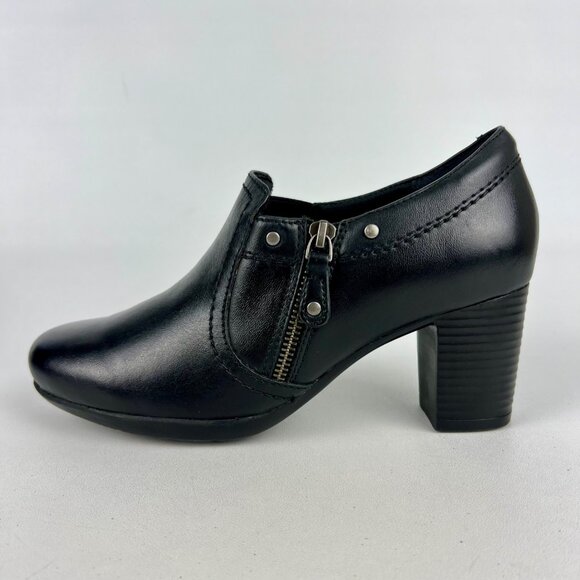 Clarks Womens Black Block Heel Zip Bootie Shootie Ankle Boot Comfort size 8.5 - Picture 6 of 16